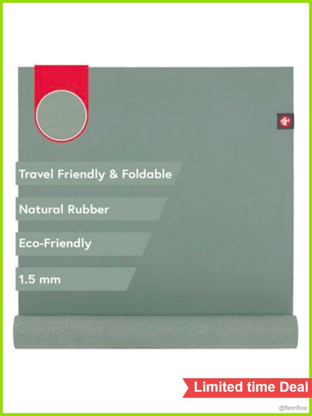 eKO Superlite Travel Yoga Mat Foldable Natural Rubber 79x24 in